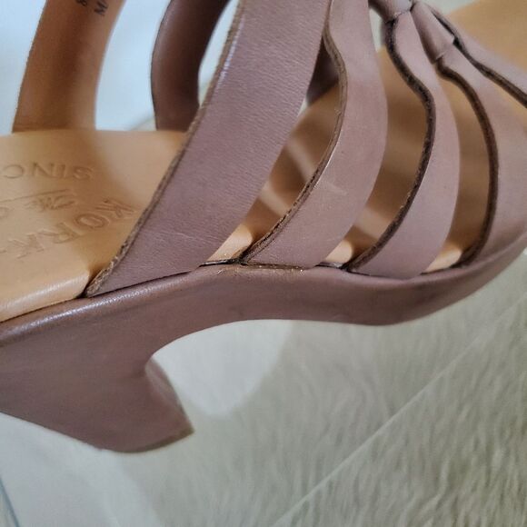 Kork-Ease Strappy Sandals Women Size 8 Tan Leather Wrapped Heel 4.5" Boho Chic - Picture 5 of 10
